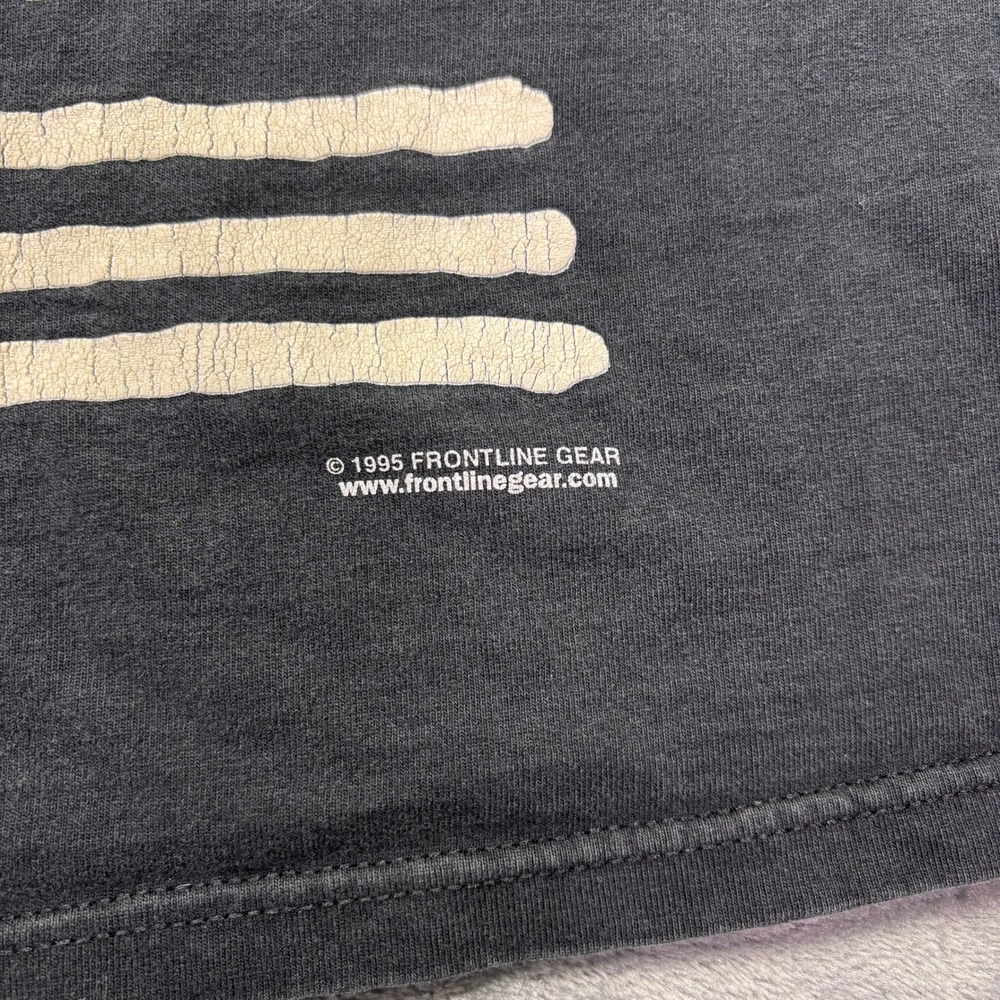 Vintage 1995 Frontline Gear Graphic‎ T Shirt Men XL Black Tribal Art Culture Tee - Picture 6 of 12